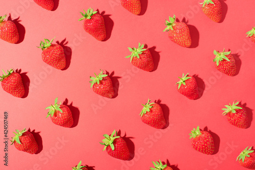 Pattern of red sweet ripe juicy strawberries.