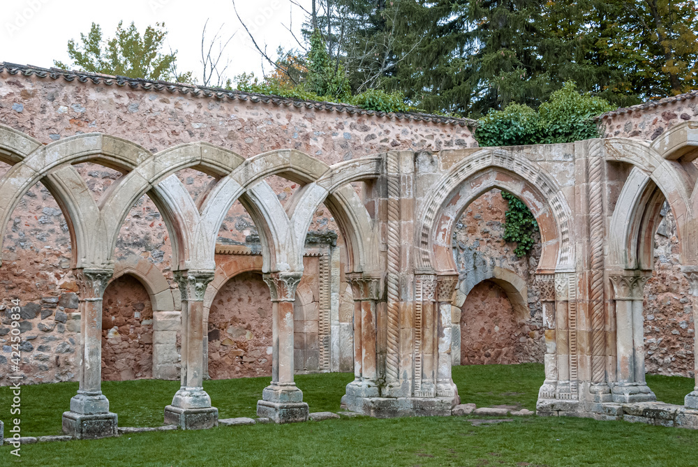 Remains of the Romanesque monastery of San Juan de Duero, Soria, Spain.