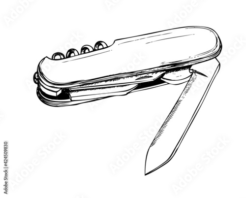 Vector ink sketch of the pocket knife