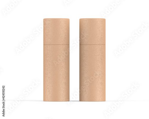 Fotografie Brown Kraft paper tube push up tin can mockup template on isolated white backgro