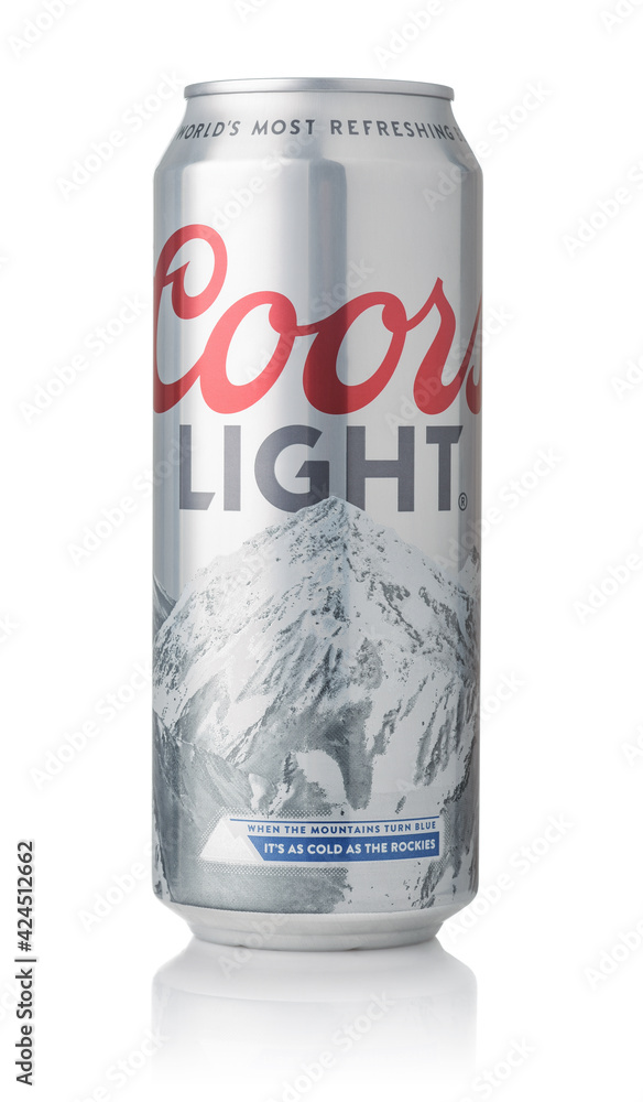 Product shot of Coors light lager beer can Stock Photo | Adobe Stock