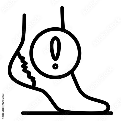 Heel injury icon. Outline Heel injury vector icon for web design isolated on white background