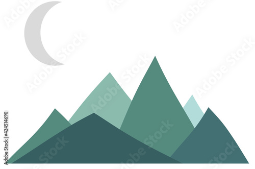 mountains with moon