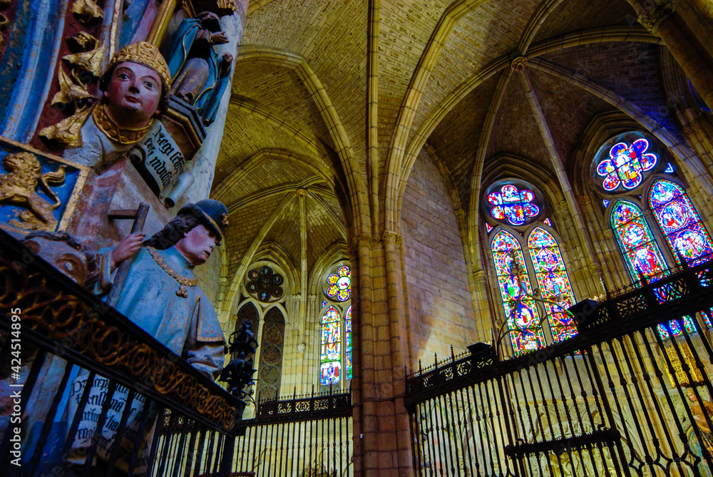 Inside Gothic Cathedral of Leon, Castilla Leon, Spain
