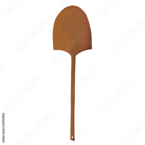 Digital hand drawn vector flat illustration of pizza shovel on white