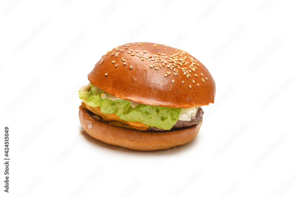 Hamburger isolated on a white background.