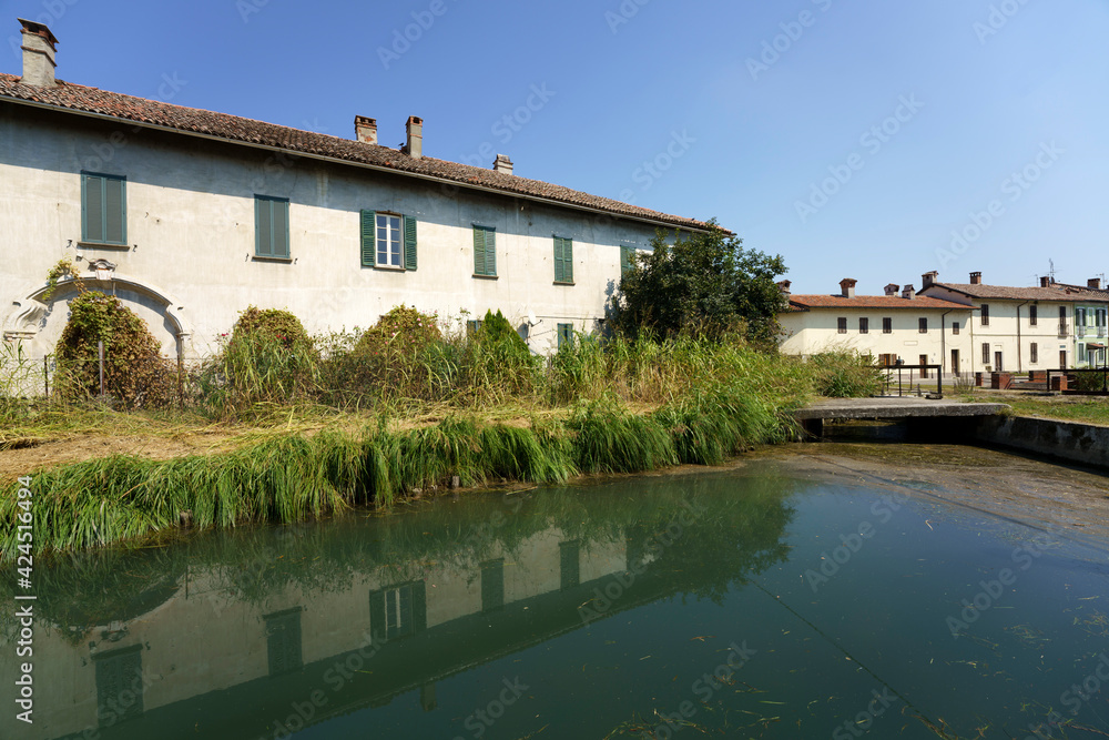 Obraz premium Landscape along the canal of Bereguardo at summer