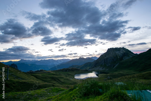 landscape with lake and mountains - Tilisuna lake (Gargellen, Vorarlberg, Austria)