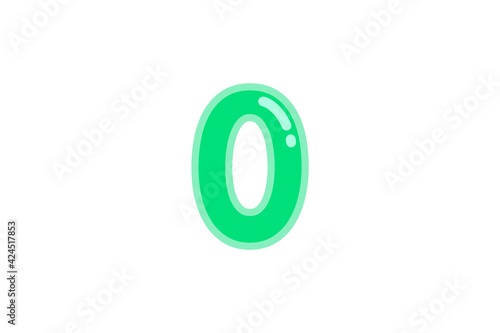 0 zero null number green vector jelly glossy bright typography for web holiday event 