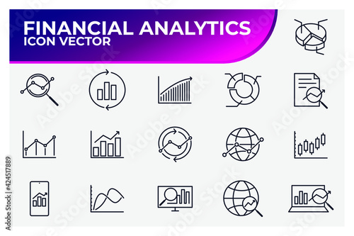 Set of Financial Analytic icon. Financial Analytic pack symbol template for graphic and web design collection logo vector illustration