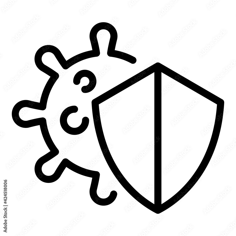 Obraz premium Covid shield protection icon. Outline Covid shield protection vector icon for web design isolated on white background