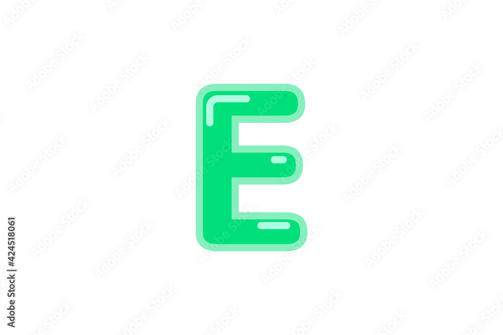 E letter alphabet green candy jelly glossy vector isolated on white background E letter alphabet green candy jelly glossy vector isolated on white background
