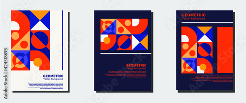 New Swiss retro poster with geometric shapes premium vektor 