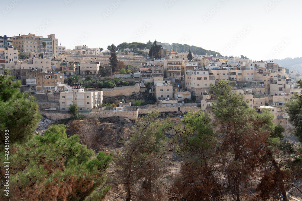 Arabian village on the hillside of Mount of Olives in Jerusalem, Israel.