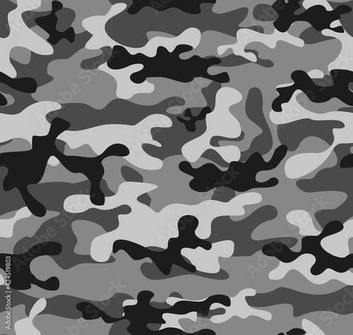 Abstract gray military camouflage, vector graphics. Seamless print