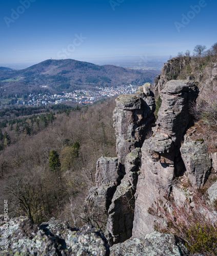 View of the spa town of Baden Baden and the Black Forest. Seen from the battert rock. Baden Wuerttemberg, Germany, Europe photo