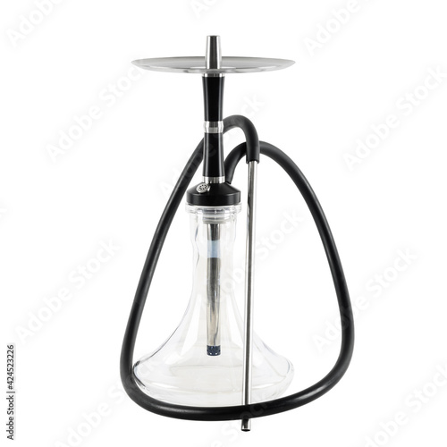 A simple hookah on an isolated white background. Empty transparent flask.
