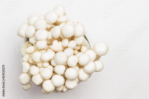 White Shimeji mushrooms close up