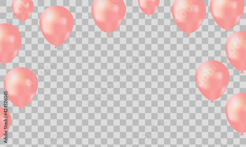 Happy Birthday balloons White celebration transparent background