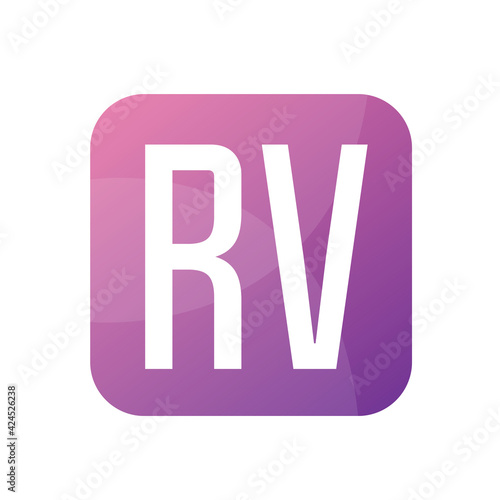 RV Letter Logo Design With Simple style