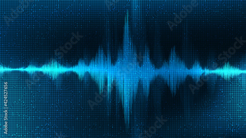 Ultra Blue Sound Wave Background,technology and earthquake wave diagram concept,design for music studio and science,Vector Illustration.
