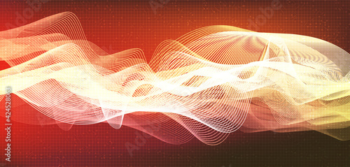 Modern Digital Sound Wave on Red Background,technology and earthquake wave diagram concept,design for music studio and science,Vector Illustration.