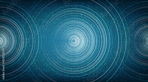 Abstract Circle Blue Digital Sound Wave,technology and earthquake wave concept,design for music industry,Vector,Illustration.