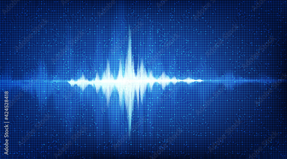 Vetor de Digital Sound Wave on Dark Green Background,technology and ...