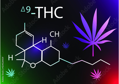THC cannabis drug molecule. Skeletal formula.