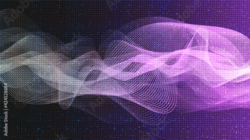 Digital Sound Wave with on Black and violet Background,technology and earthquake wave concept,design for music industry,Vector,Illustration.