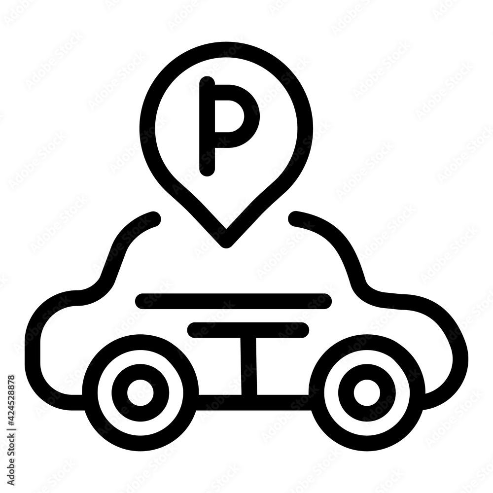 Car parking icon. Outline car parking vector icon for web design isolated on white background