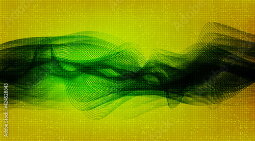 Dark Green Digital Sound Wave Low and Hight richter scale on Yellow Background,technology and earthquake wave diagram concept,Vector Illustration.