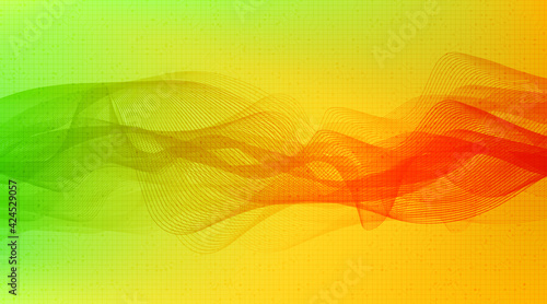 Green and orange Digital Sound Wave Low and Hight richter scale on Yellow Background,technology and earthquake wave diagram concept,Vector Illustration.
