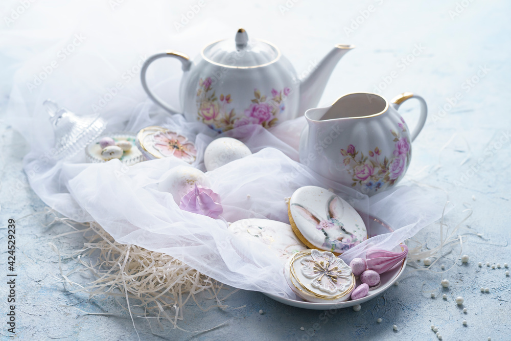 Fototapeta premium easter eggs, easter cakes, easter photos, easter composition, easter, candy, easter photos