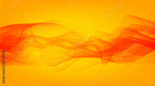 Modern Red Digital Sound Wave Low and Hight richter scale on Yellow Background,technology and earthquake wave diagram concept,Vector Illustration.
