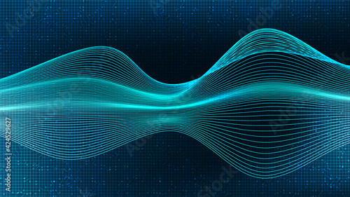 Waving Digital Sound Wave and earthquake wave concept,design for music studio and science,Vector Illustration.