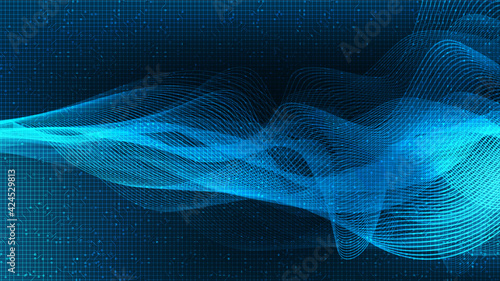 Dark Blue Digital Sound Wave and earthquake wave concept,design for music studio and science,Vector Illustration.