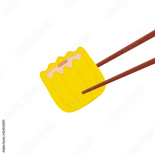 Shumai vector. Shumai in Chinese food. Chopsticks vector.