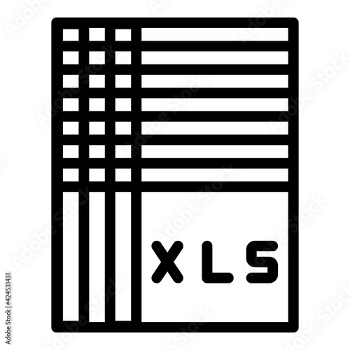 Xls database icon. Outline xls database vector icon for web design isolated on white background