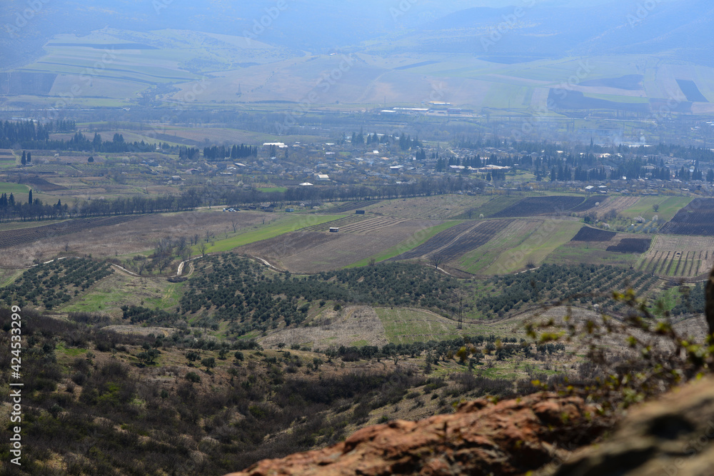 Scenic landscape with Bagratashen village, Armenia-Georgia border Scenic landscape with Bagratashen village, Armenia-Georgia border