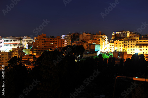 Beautiful night panorama of old medina in city Tangier, Morocco