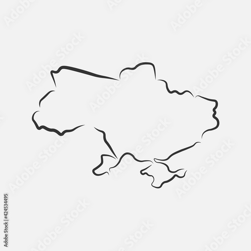 Ukraine map in line style. Vector illustration.
