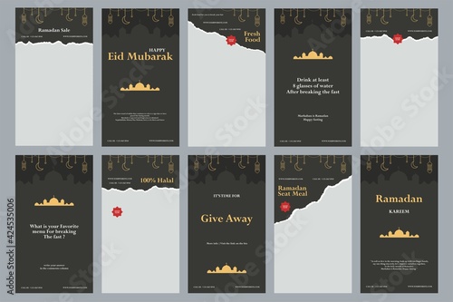 Set of Social media template Ramadan discount template. Ramadhan sale social media promotion for business. Copy space for discount tag or content promo product.