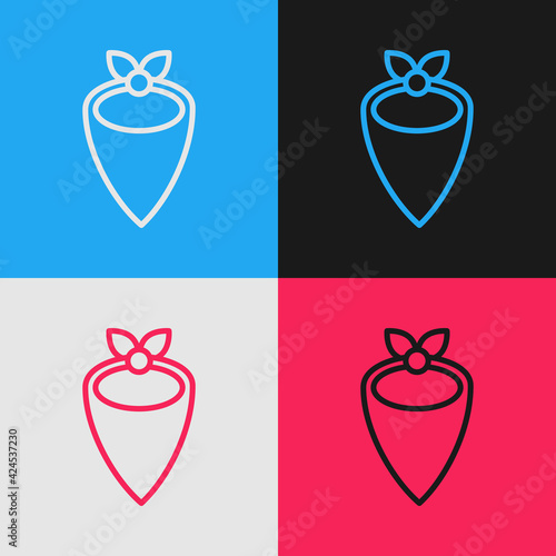 Pop art line Cowboy bandana icon isolated on color background. Vector