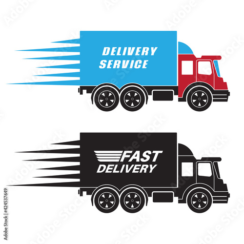 Trucks with a banner