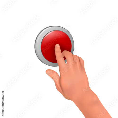 The hand presses