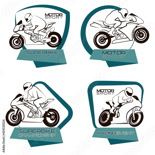Vector emblems with motorcycles