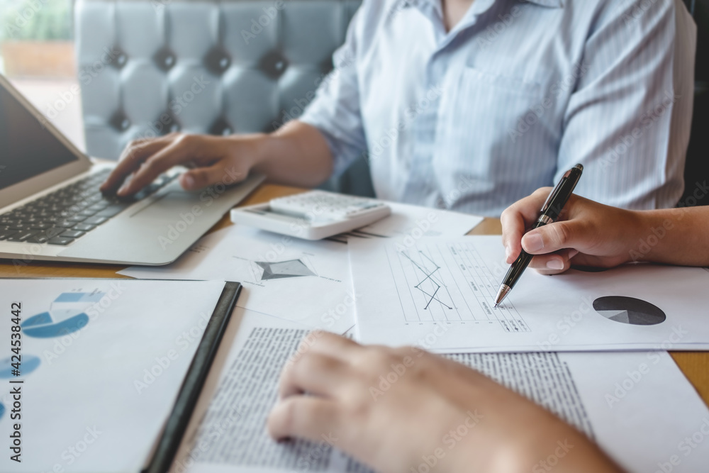 Man Analysis Business Accounting working with Individual income tax return.Accounting concept. Man Analysis Business Accounting working with Individual income tax return.Accounting concept.