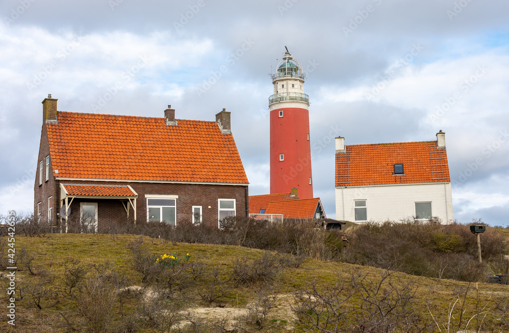 Red lighthouse on the dutch island of Texel