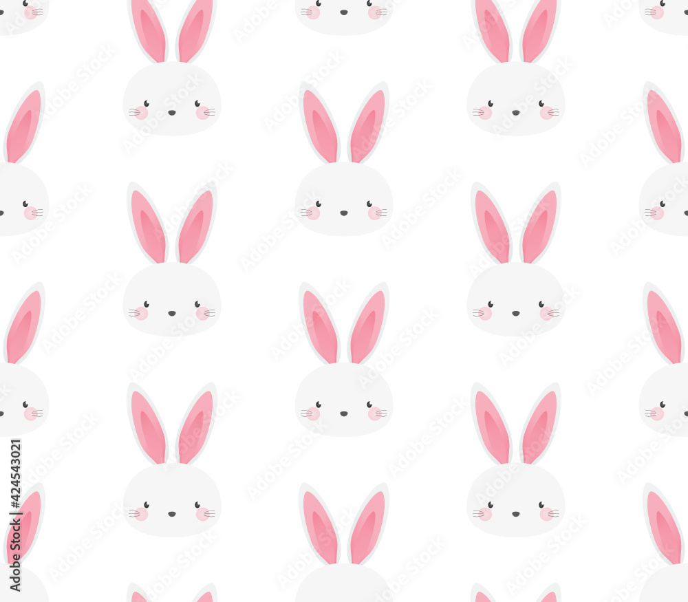 Cute Bunny Pattern, Easter Bunny Pattern, Bunny Background, Happy Easter Background, Rabbit Pattern, April Holiday, Cute Animal Pattern, Wild Animal Icon, Vector Background